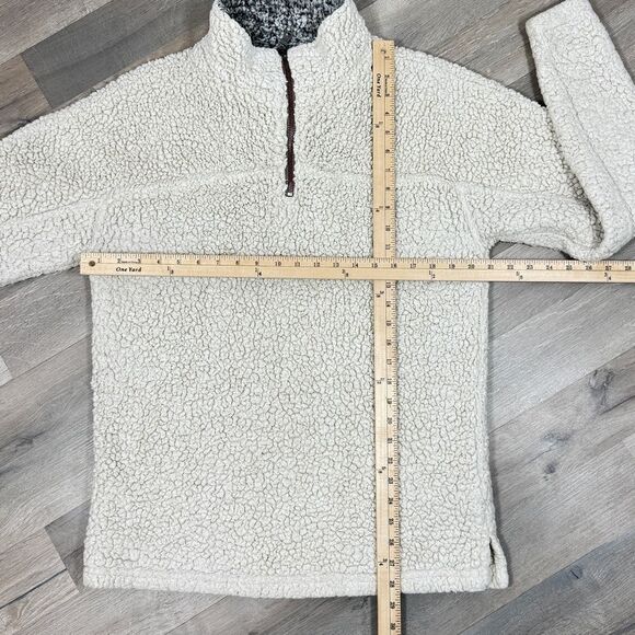 True Grit Faux Sherpa Pullover Sherpa Jacket Quarter Zip Beige Small - Picture 12 of 13